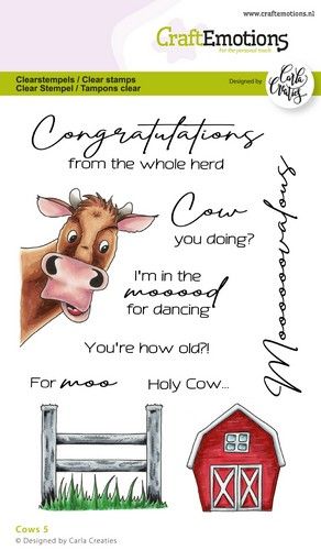 CraftEmotions clearstamps A6 - Cows 5 Text (EN) Carla Creaties