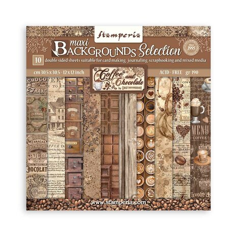 Stamperia - Coffee and Chocolate Maxi Background 12x12 Inch Paper Pack