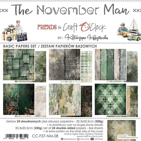 Craft O'Clock - The November Man 8x8 Inch Basic Papers Set