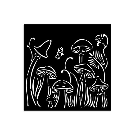 Stamperia - Hidden Grove Thick Stencil 12x12cm Mushrooms