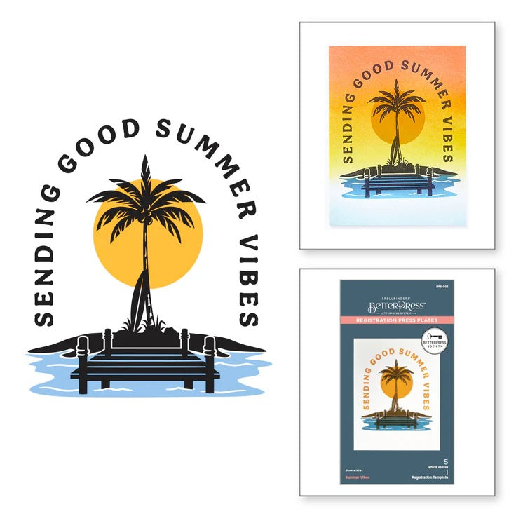 Spellbinders - Summer Vibes Sentiments Press Plates - BetterPress Society June 2024  