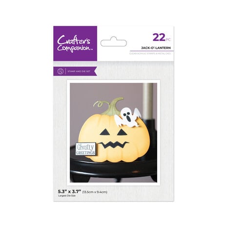 Crafters Companion - Halloween & Fall Shaped Card Stamp & Die Jack-o-Lantern