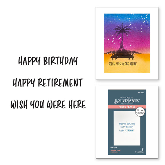 Spellbinders - Summer Vibes Sentiments Press Plates - BetterPress Society June 2024 Add-On 