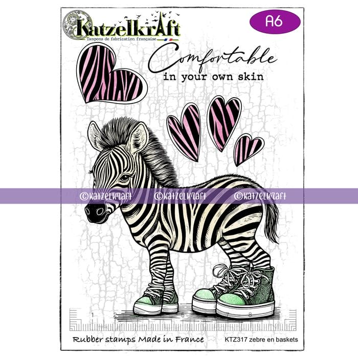 Katzelkraft - Zebraskets – Tampon zebre en baskets – A6