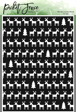 Picket Fence Studios - Reindeer Games 6x8 Inch Stencil 