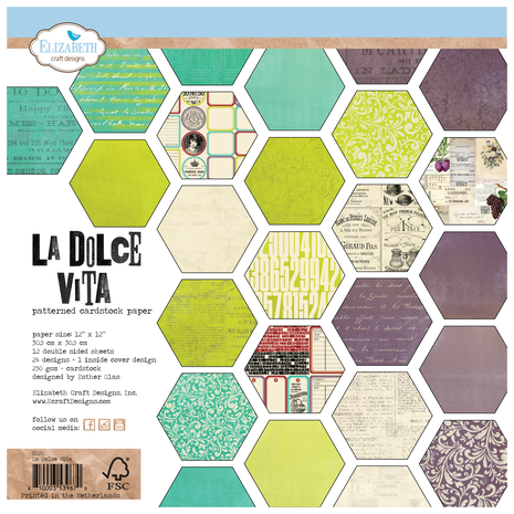 Elizabeth Craft Designs - La Dolce Vita 12x12 Inch Patterned Cardstock Paper 