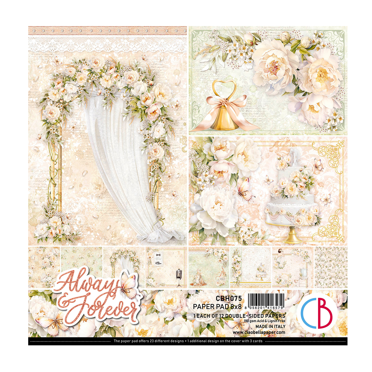 Ciao Bella - Always & Forever Paper Pad 8"x8" 12/Pkg