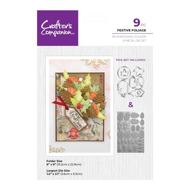 CC - 3D Flower Embossingfolder/Snijmal 6"x9" - Festive Foliage