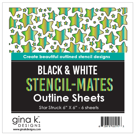 Gina K Designs - STENCIL-MATES- Black and White Outline Sheets- Star Struck