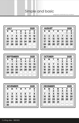 Simple and Basic die "Calender Tabs 2025 - Jul-Dec ENGLISCH" 