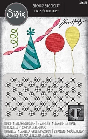 Sizzix - 2D Texture Fades w/ Thinlits Die by Tim Holtz Vault Side Order Celebrate (1+8pcs)