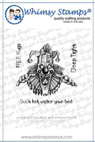 Whimsy Stamps - Creepy Clown Sleep Tight Rubber Cling Stamp