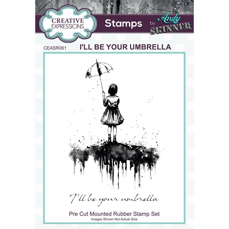 Creative Expressions Andy Skinner I’ll Be Your Umbrella 3.5 in x 5.25 in Pre Cut Rubber Stamp