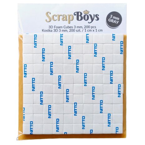 ScrapBoys - 3D Foam 3mm Cubes 1x1cm - Gray (200pcs)