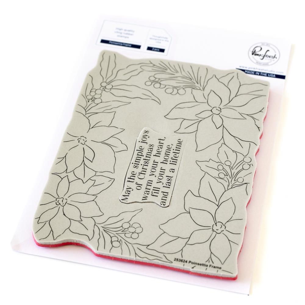 Pinkfresh Studio Cling Stamp 4.25"X5.5" -  Poinsettia Frame 