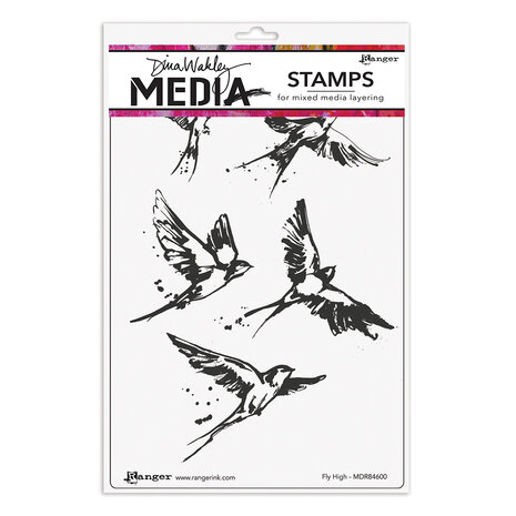 Dina Wakley MEdia Cling Stamps Fly High