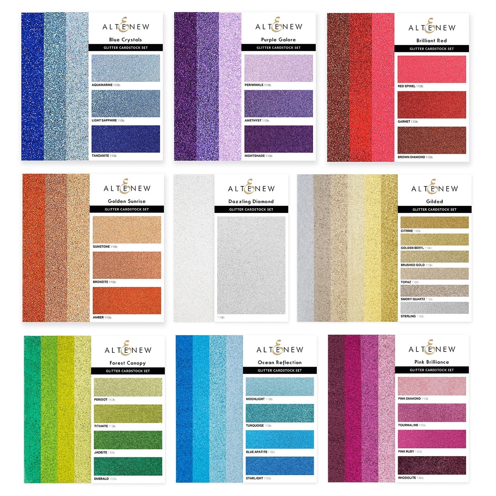 Altenew - Sparkling Twilight and Sparkle & Dazzle Glitter Gradient Cardstock Bundle 