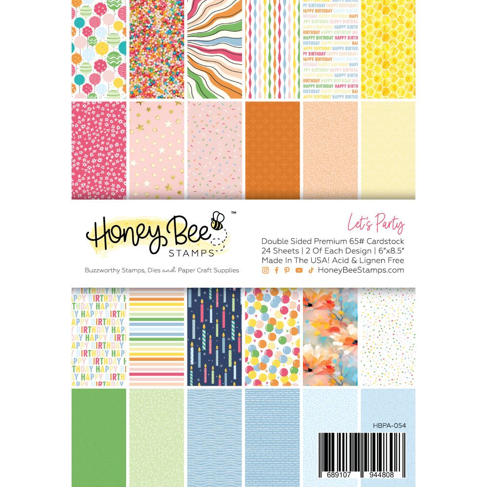 Honey Bee - Let's Party Paper Pad 6x8.5 - 24 Double Sided Sheets 