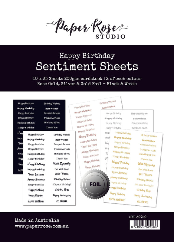 Paper Rose - Happy Birthday Sentiment Sheets