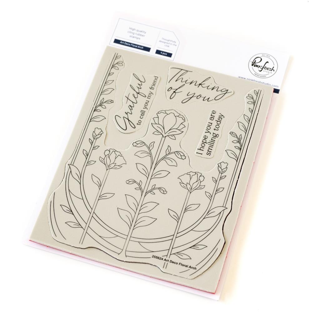 Pinkfresh Studio Cling Stamp 4.25"X5.5" - Art Deco Floral Arch