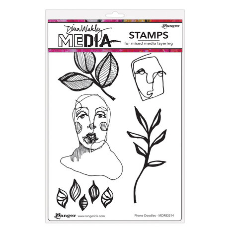 Ranger Dina Wakley MEdia Cling Stamps Phone Doodles