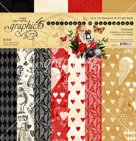 Graphic 45 - Curiouser & Curiouser 12x12 Inch Patterns & Solids Pack 