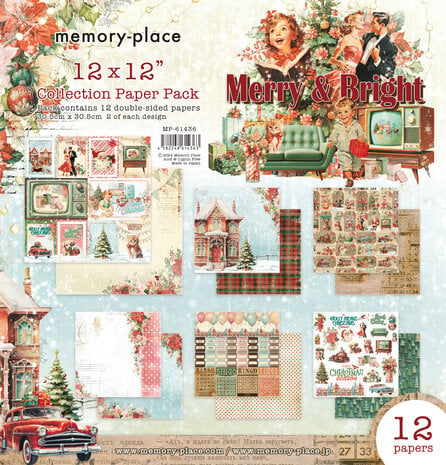 Memory Place - Merry & Bright 12x12 Inch Paper Pack