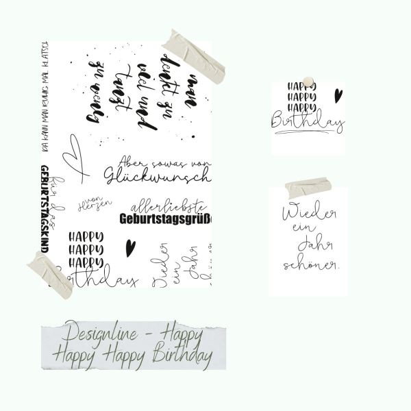 Creative Depot - Stempelset - Designline - Happy Happy Happy Birthday