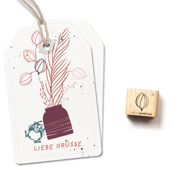 cats on appletrees - Ministempel Blüte 54 Herbst Anemone Knospe Outline