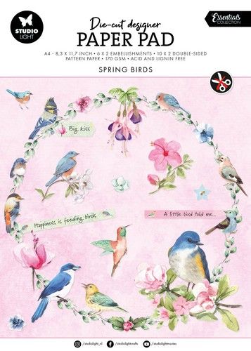 Studio Light Die-cut Paper Pad Spring birds Essentials nr.144