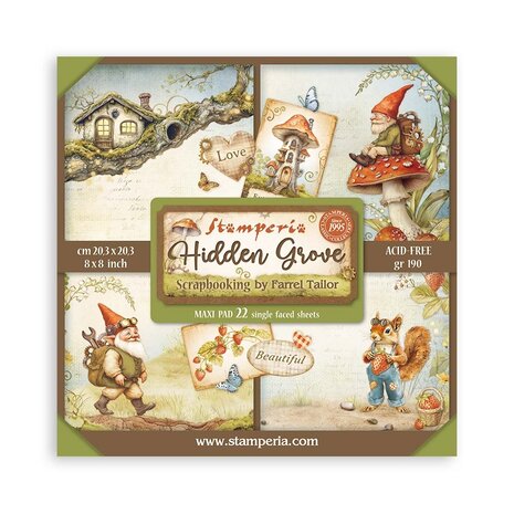 Stamperia - Hidden Grove 8x8 Inch Paper Pack Maxi Backgrounds Selection (Single Face)