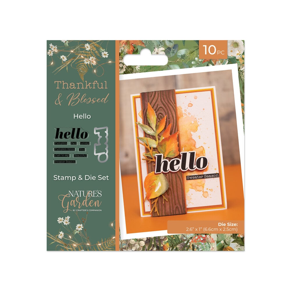 Crafters Companion - Thankful & Blessed Stamp & Die Hello