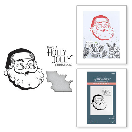 Spellbinders -BetterPress - Holly Jolly Santa Press Plate & Die Set