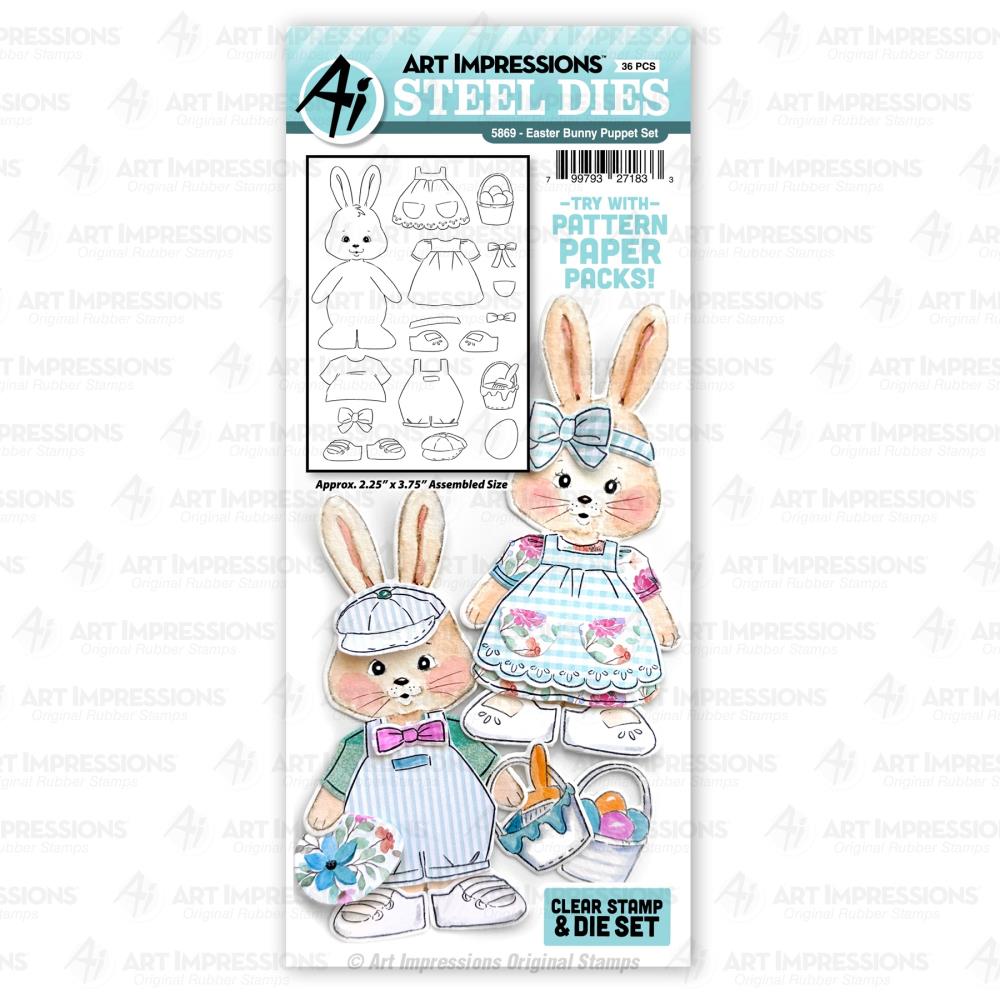 Art Impressions Holiday Stamp & Die Set -  Easter Bunny Puppet 