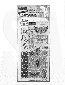 Tim Holtz Mixed-Media Stamps & Stencil Set 