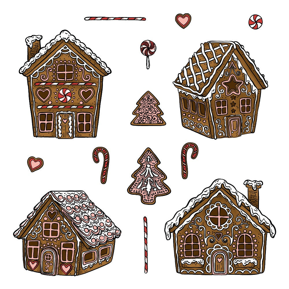 Honey Bee - Peppermint Village - Rubber Cling Stamp Set