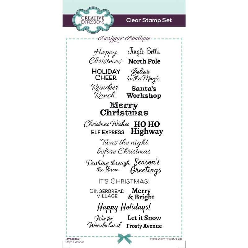 Creative Expressions Designer Boutique Joyful Wishes 4 in x 8 in Clear Stamp Set