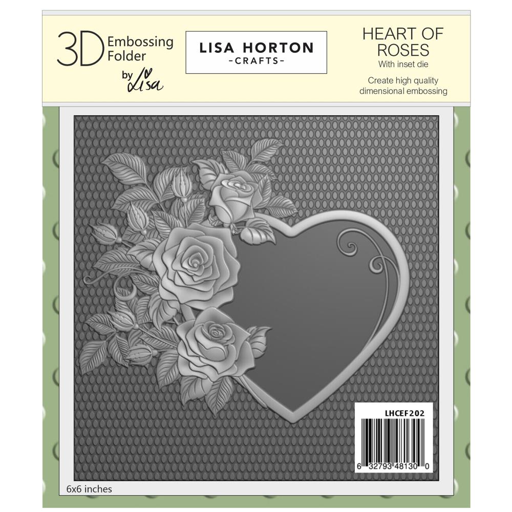 Lisa Horton Crafts Embossing Folder 6"X6" -  Heart Of Roses 