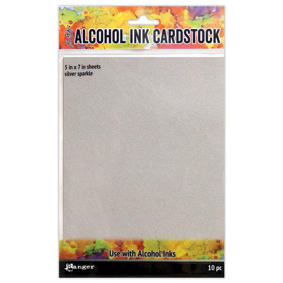 Ranger - Tim Holtz Alcohol Ink Cardstock Silver Sparkle (10pcs)