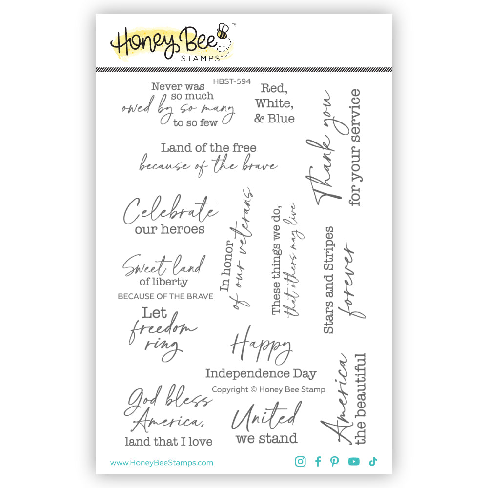 Honey Bee - Because Of The Brave - 4x6 Stamp Set 