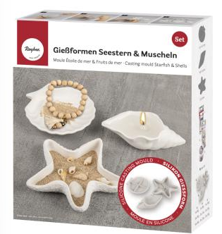  Silikon Gießformen Set Seestern+Muscheln 