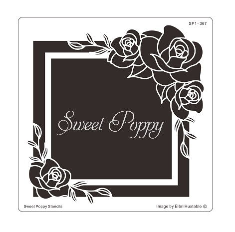 Sweet Poppy Stencil: Roses Square