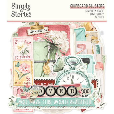 Simple Stories - Simple Vintage Love Story Chipboard Clusters