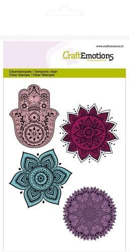 CraftEmotions clearstamps A6 - Hand, Blumen Ornament Happiness