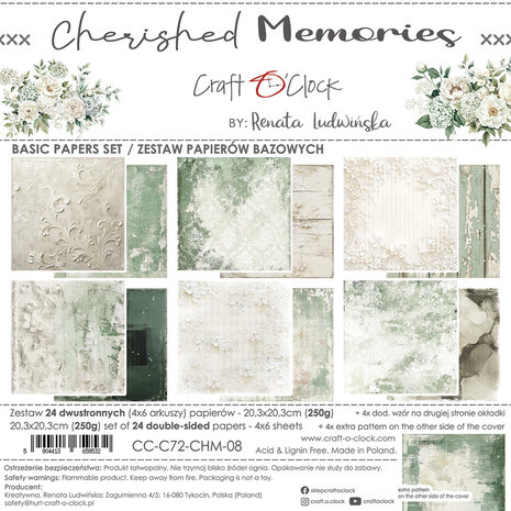 Craft O'Clock - Cherished Memories 8x8 Inch Basic Papers Set