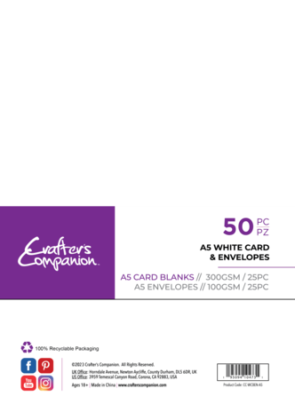 Crafter Companion - Card & Envelopes A5 White (50pcs)