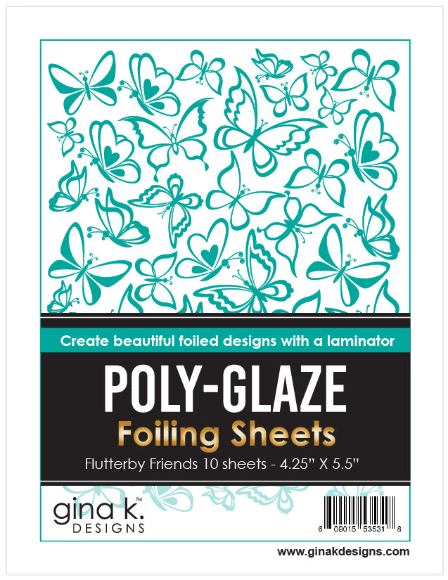 Gina K Designs - POLY-GLAZE Foiling Sheets- Flutterby Friends 