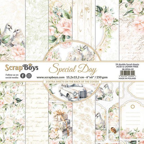 ScrapBoys Special Day paperpad 24 vl+cut out elements  6x6"  