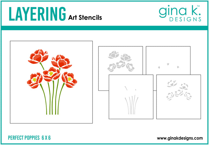 Gina K Designs - STENCIL- Perfect Poppies