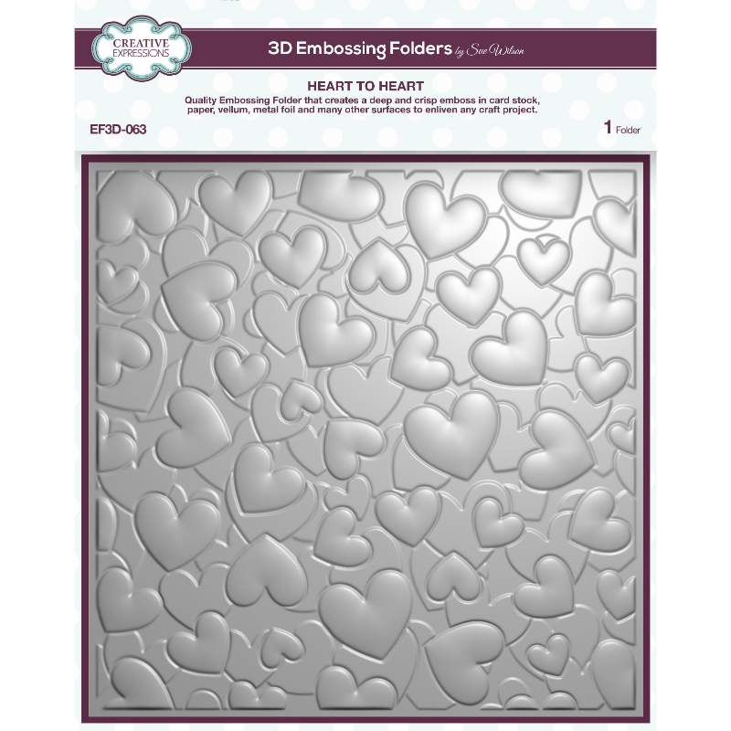 Creative Expressions Heart To Heart 8 in x 8 in 3D Embossing Folder